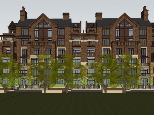 Classical Style Townhouse Villa Model in SketchUp