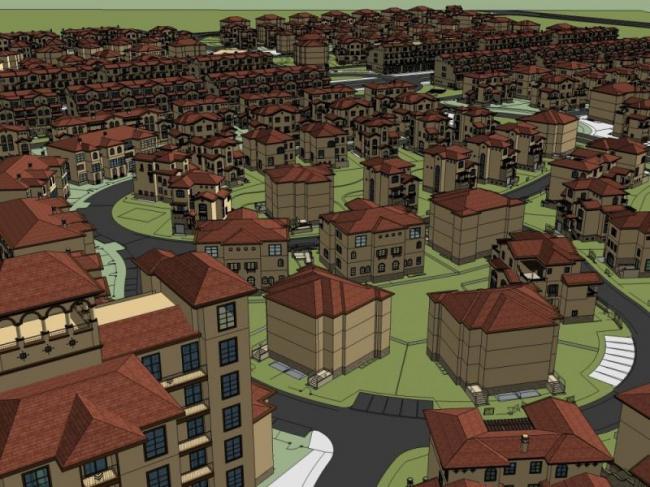 Classical Style Villa Cluster Model in SketchUp