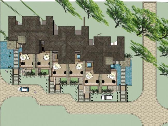 Modern Multi-Row Villa Design in SketchUp
