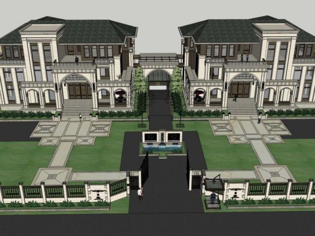 Classical Twin Villa Model in SketchUp