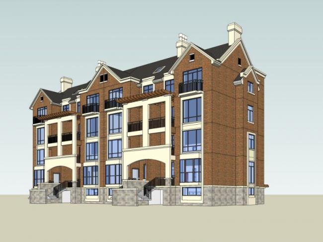 Modern Multi-Row Villa Model in SketchUp