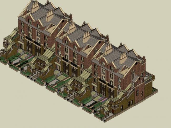 British-Style Townhouse Villa Model in SketchUp