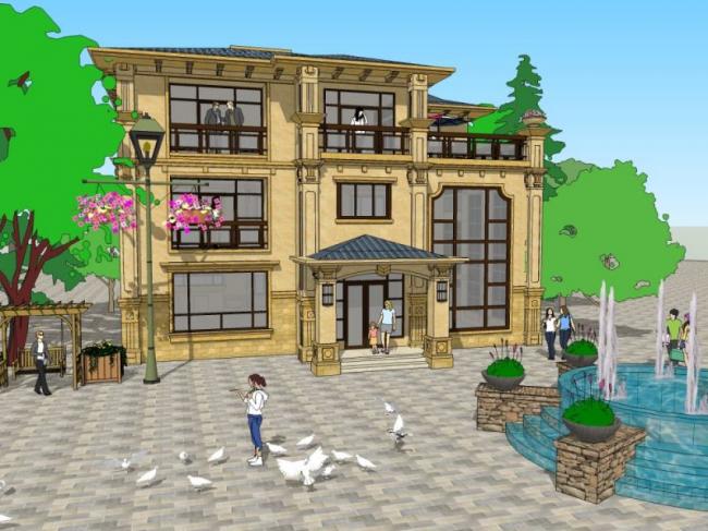 Classical Single-Family Villa Model in SketchUp