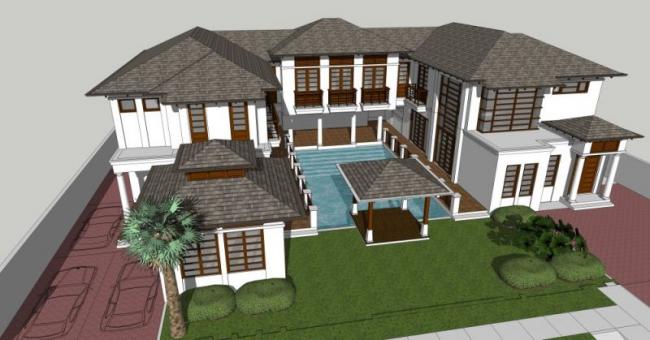 SketchUp Solo Villa Model in Traditional Chinese Style