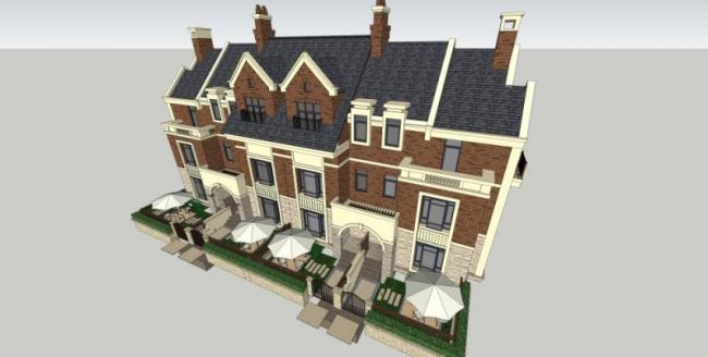 Classical Style Townhouse Villa Model in SketchUp