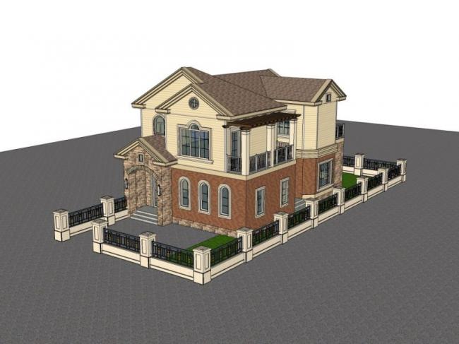 Classical Style Single-Family Villa Model in SketchUp