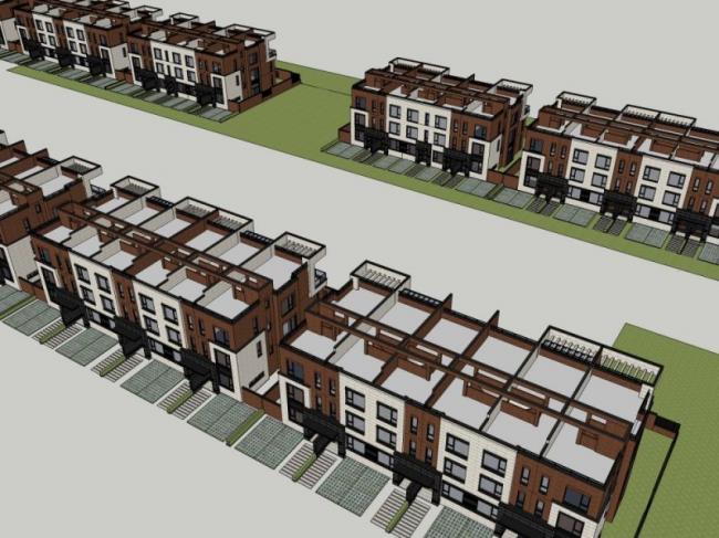 Modern Multi-Row Villa Model in SketchUp