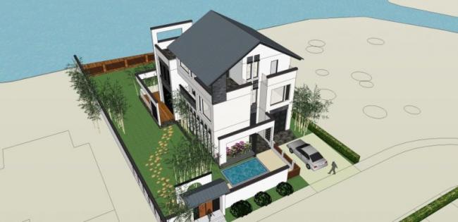 Modern Solo Villa Design in SketchUp Model