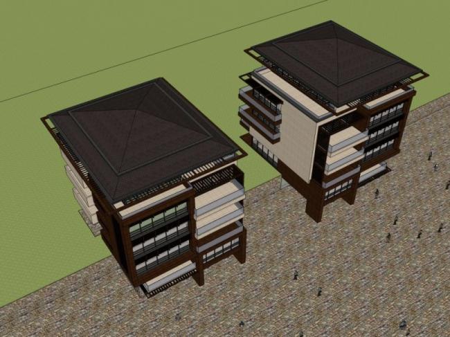 Modern SketchUp Villa Model with Garden Design