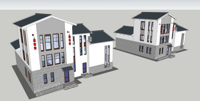 SketchUp Solo Villa Model in Traditional Chinese Style
