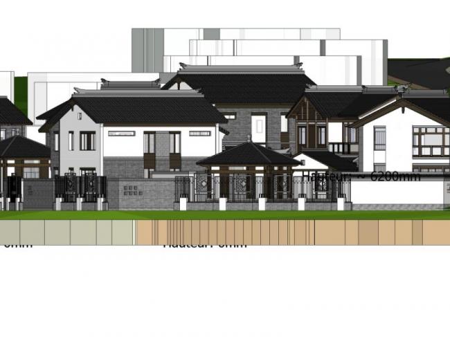 Chinese-Style Villa Cluster Model in SketchUp