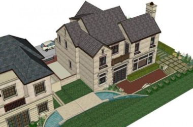 Modern Twin Villa SketchUp Model-BIM WORLD