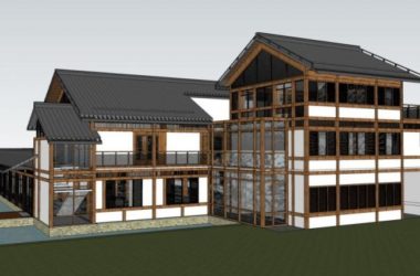 Modern Chinese-Style Solo Villa SketchUp Model-BIM WORLD