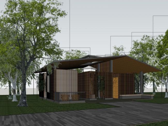 Modern Pavilion Villa Model in SketchUp