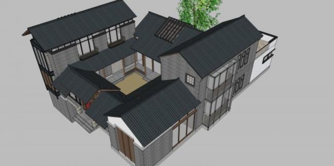 SketchUp Villa Model: Traditional Chinese Stacked Design