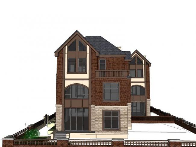Modern Multi-Row Villa Model in SketchUp