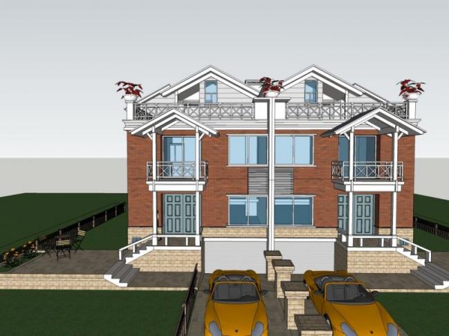 Modern Twin Villa Design | SketchUp 3D Model