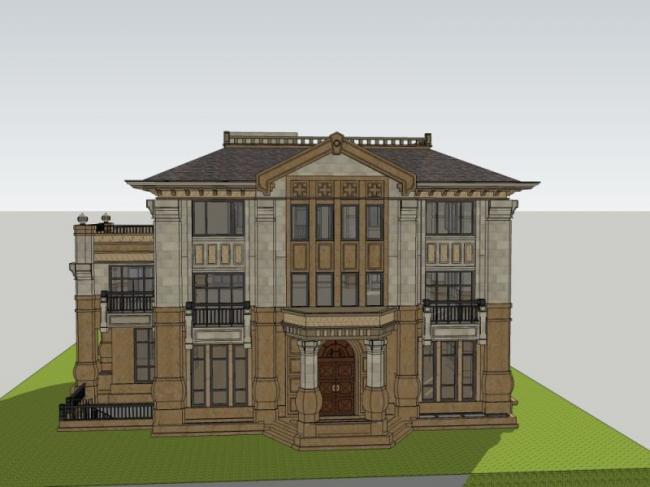 Classical Single-Family Villa Model in SketchUp