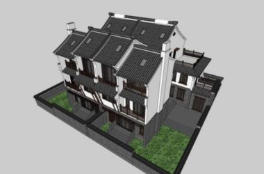 Modern Chinese Twin Villa Design in SketchUp Model-BIM WORLD