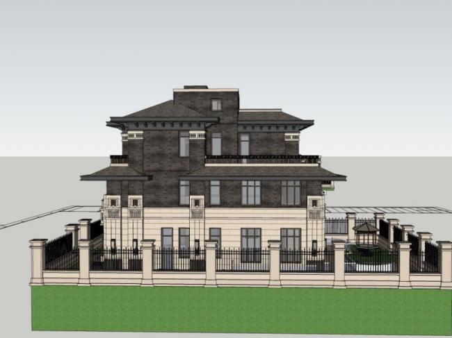 Modern Chinese-Style Solo Villa SketchUp Model