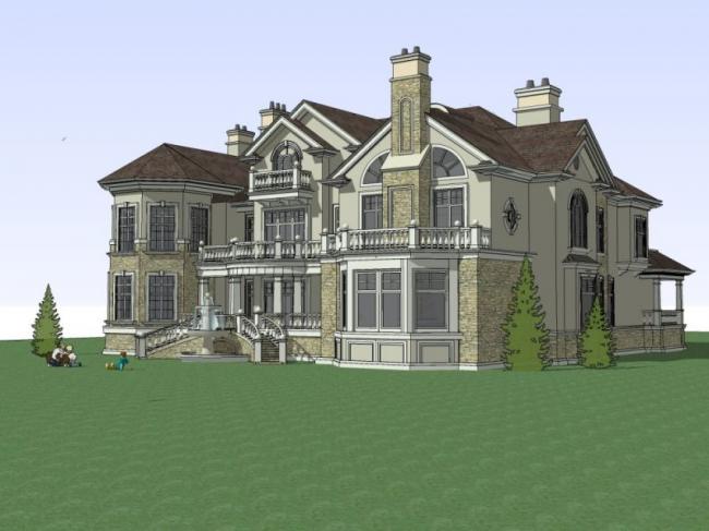 Classical Single-Family Villa Model in SketchUp