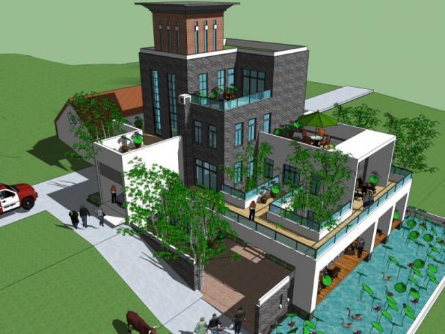 Modern Stacked Villa Design in SketchUp