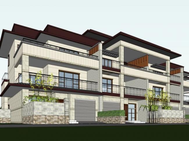 Modern Multi-Unit Villa Model in SketchUp