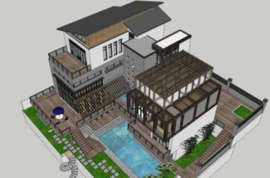 Modern Stacked Villa Design in SketchUp-BIM WORLD