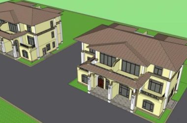 Modern Twin Villa Design | SketchUp 3D Model-BIM WORLD