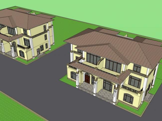Modern Twin Villa Design | SketchUp 3D Model