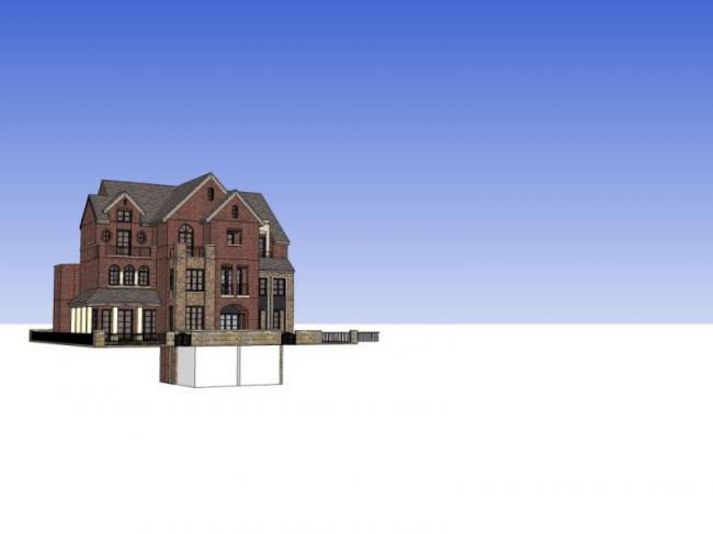 SketchUp Villa Model: Stacked British Classical Style Design