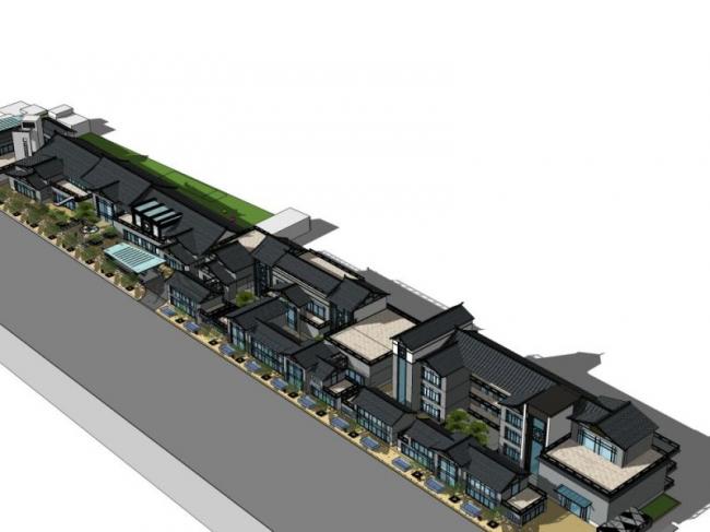 Chinese-Style Row Villa Model in SketchUp