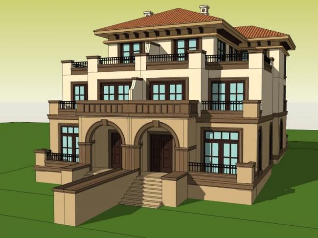 Modern Twin Villa Design in SketchUp