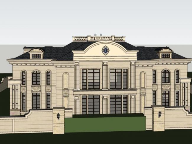 French Classical Style Solo Villa Model in SketchUp