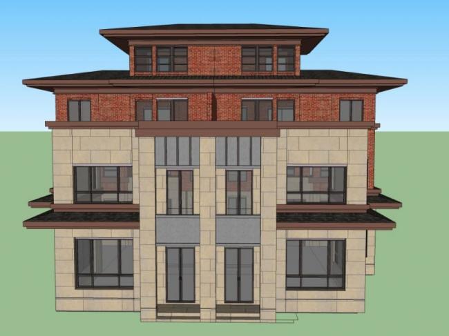 Modern Twin Villa Design in SketchUp Model