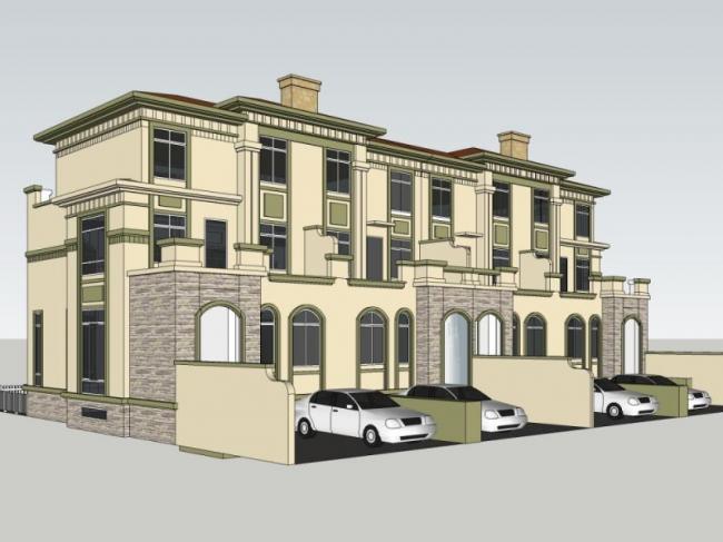Modern Multi-Row Villa Model in SketchUp