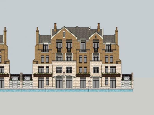 British-Style Townhouse Villa Model in SketchUp