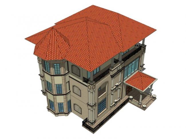 Classical Single-Family Villa Model in SketchUp