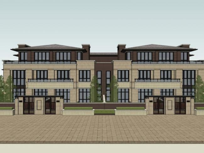 Modern Multi-Row Villa Design in SketchUp Model