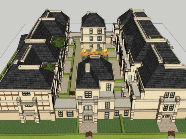 Modern Multi-Unit Villa Model in SketchUp