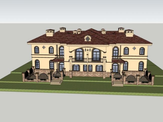 Modern Courtyard Villa Design in SketchUp