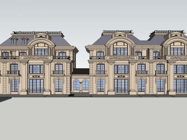 Classical Style Townhouse Villa Model in SketchUp