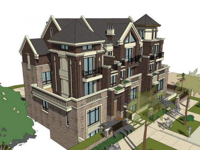 Modern Multi-Row Villa Model in SketchUp
