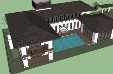 Modern Chinese-Style Solo Villa SketchUp Model-BIM WORLD