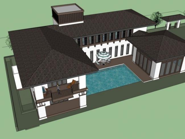 Modern Chinese-Style Solo Villa SketchUp Model