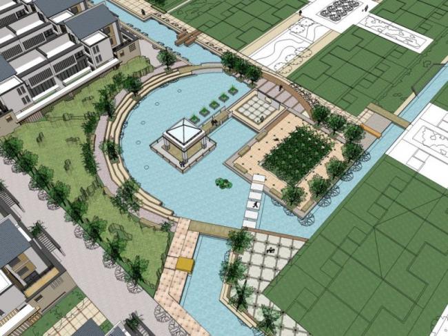 Modern Chinese Style Villa Cluster Model in SketchUp