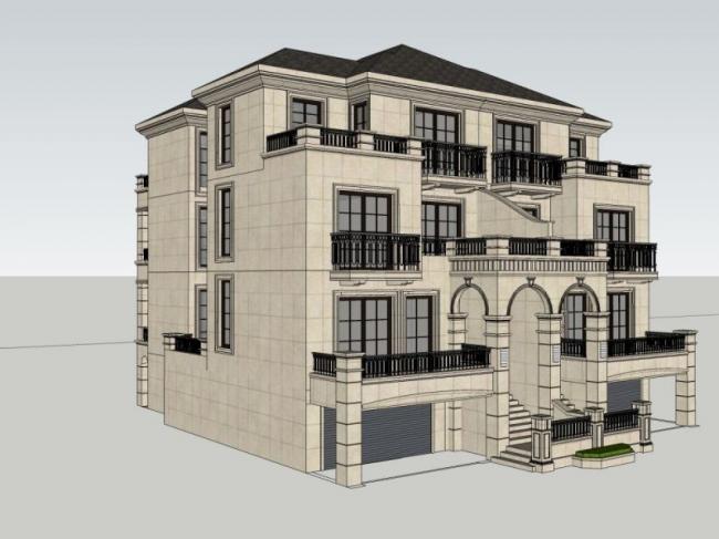 Classical Twin Villa Model in SketchUp