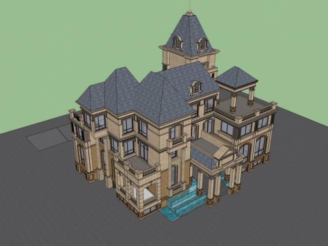 SketchUp Model of a French-Style Detached Classical Villa