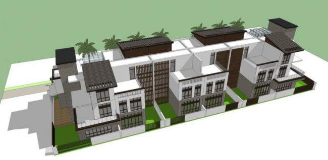 Modern Multi-Row Villa Model in SketchUp