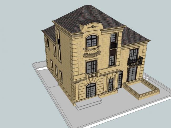 SketchUp Model of a French-Style Classical Detached Villa